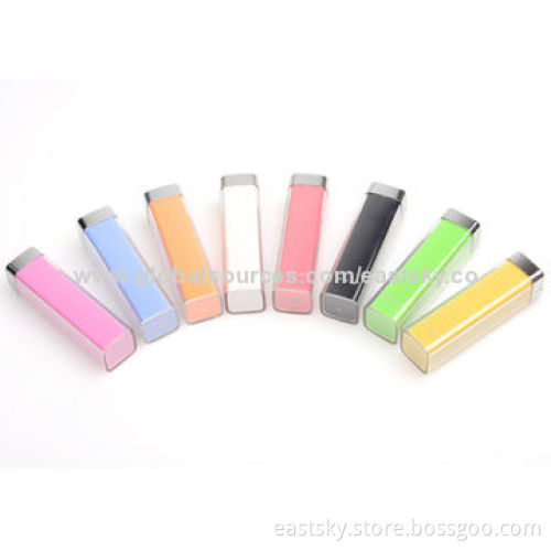 2000mAh Lipstick Power Bank Charger with Intelligent MCU Controller, Stylish and Portable